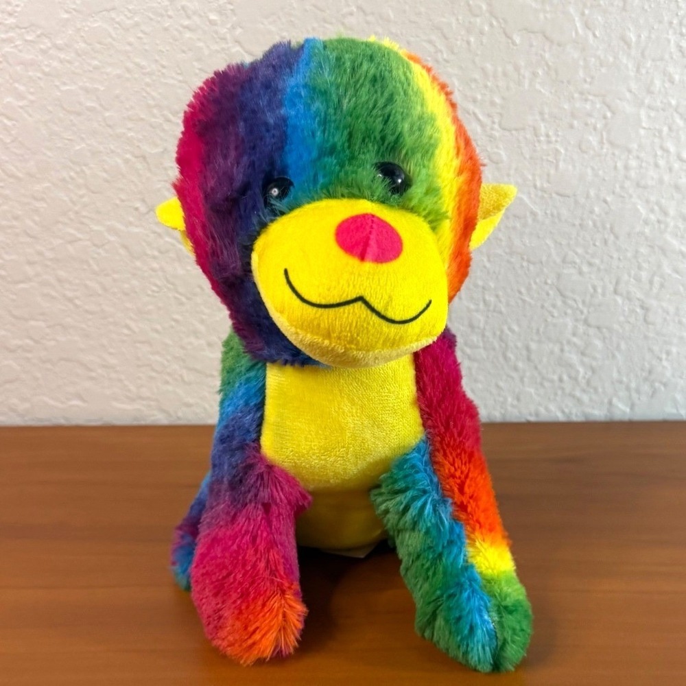 A&A Global Industries Rainbow Monkey Plush Stuffed Animal Toy 1GSMMIX57 8 Inch